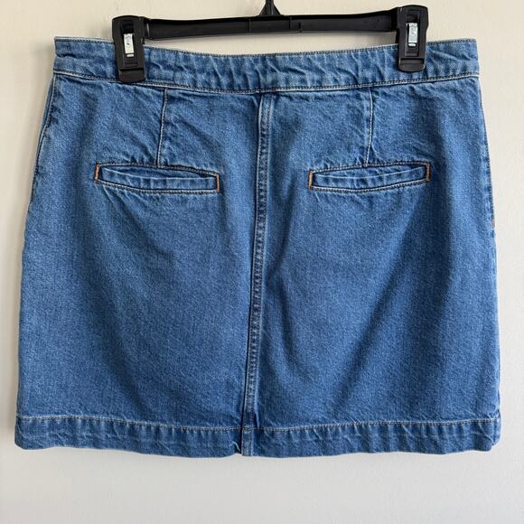 Free People We the Free Button Front Pocket Denim Mini Skirt 31 - Picture 3 of 5